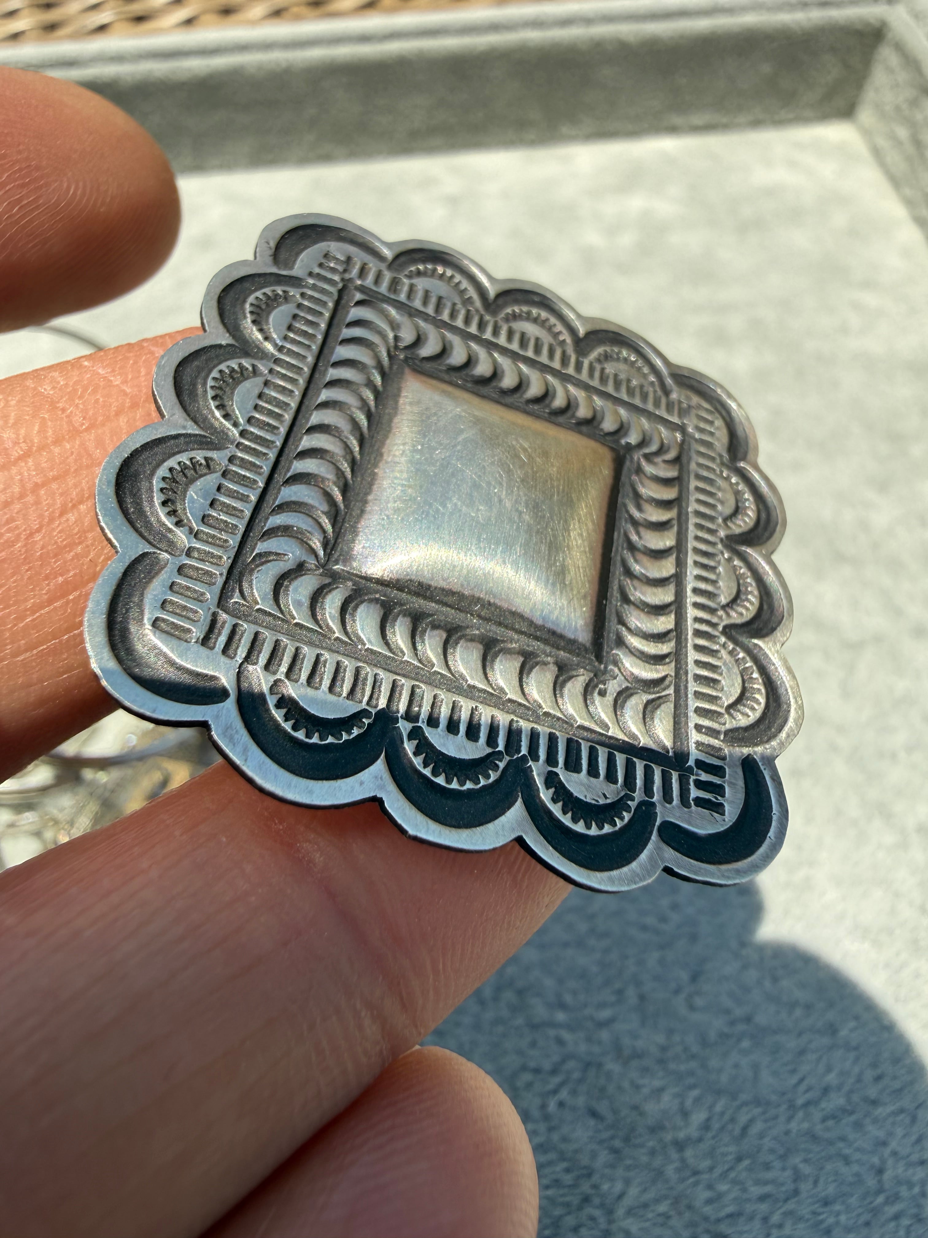 Leander Tahe Navajo Concho Ring Size Adjustable