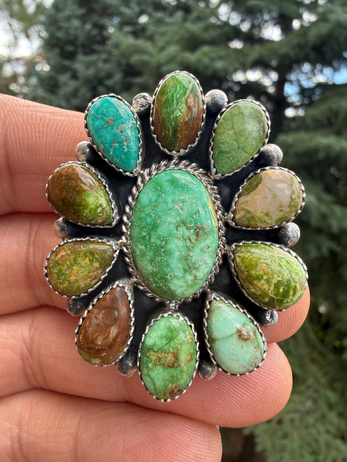 Annie Spencer Verde Valley Turquoise Cluster Ring Size Adjustable