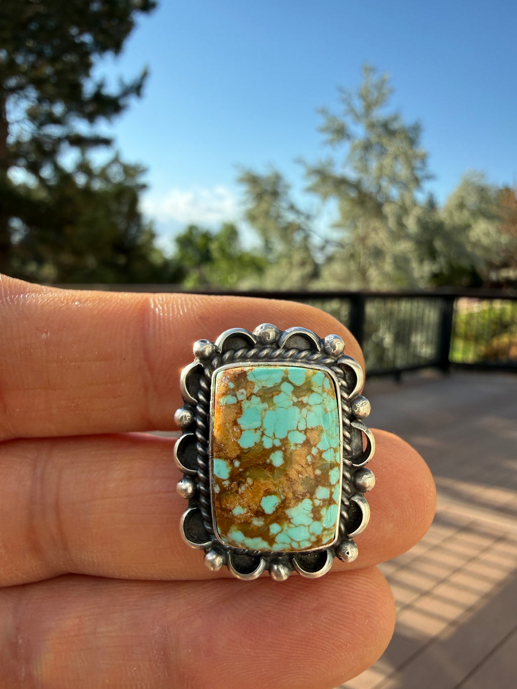 Freda Martinez Navajo #8 Turquoise Ring Size 8