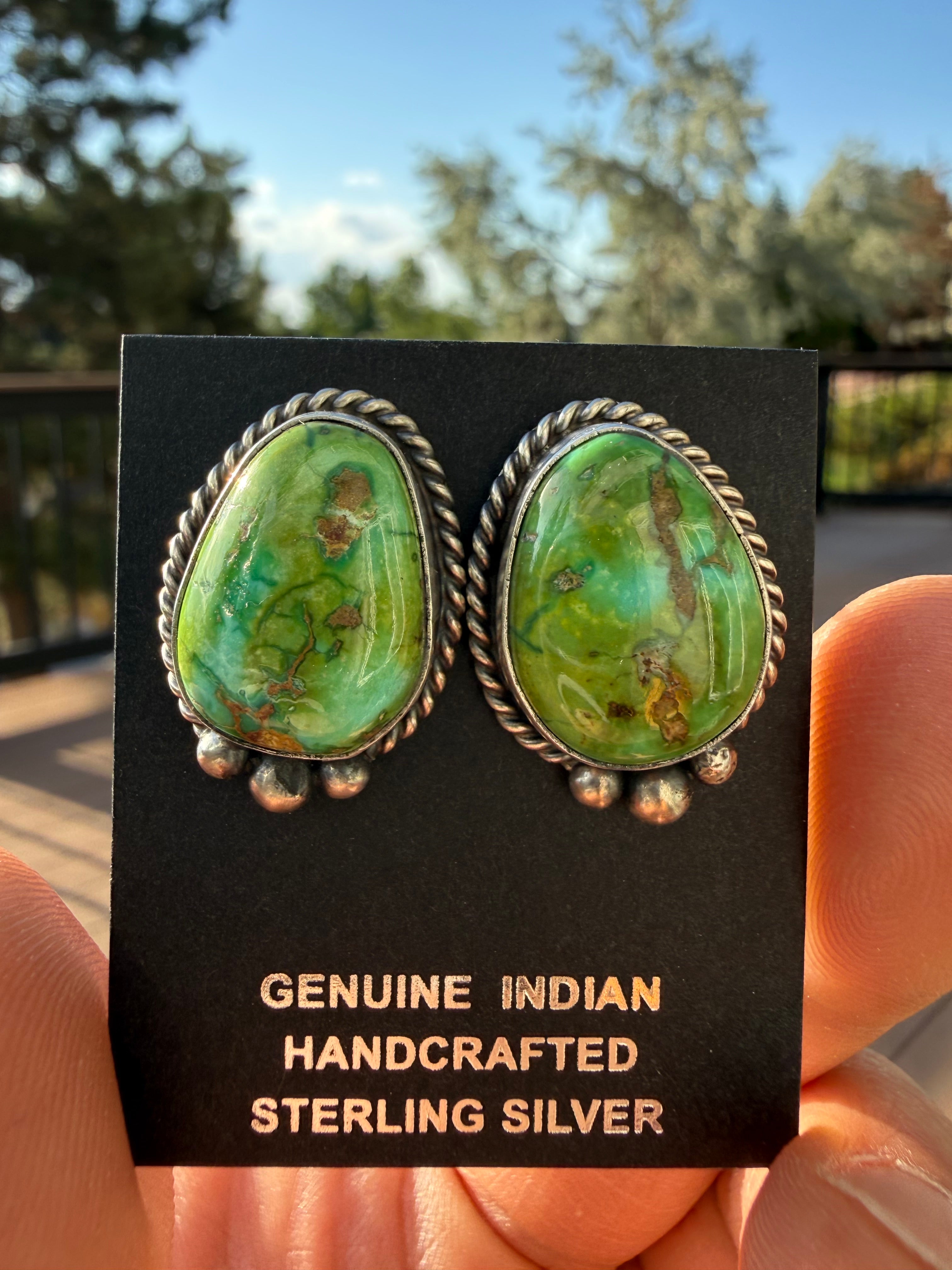 Johnny Dixon Navajo Sonoran Gold Turquoise Earrings