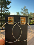 Elouise Kee Navajo Royston Ribbon Turquoise Hoop Earrings