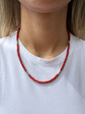 Kimberly Tom Navajo Apple Coral & Turquoise Necklace 19”