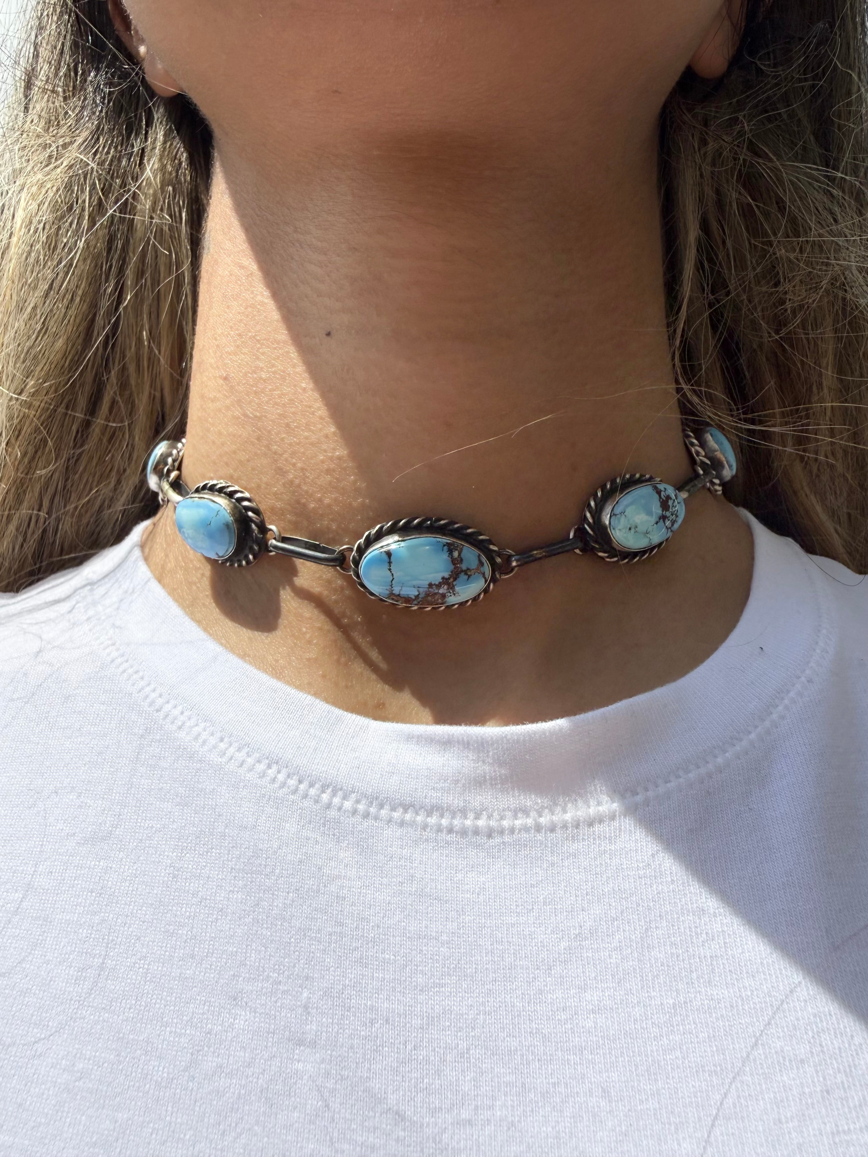 Augustine Largo Navajo Golden Hills Turquoise Choker Necklace 16”