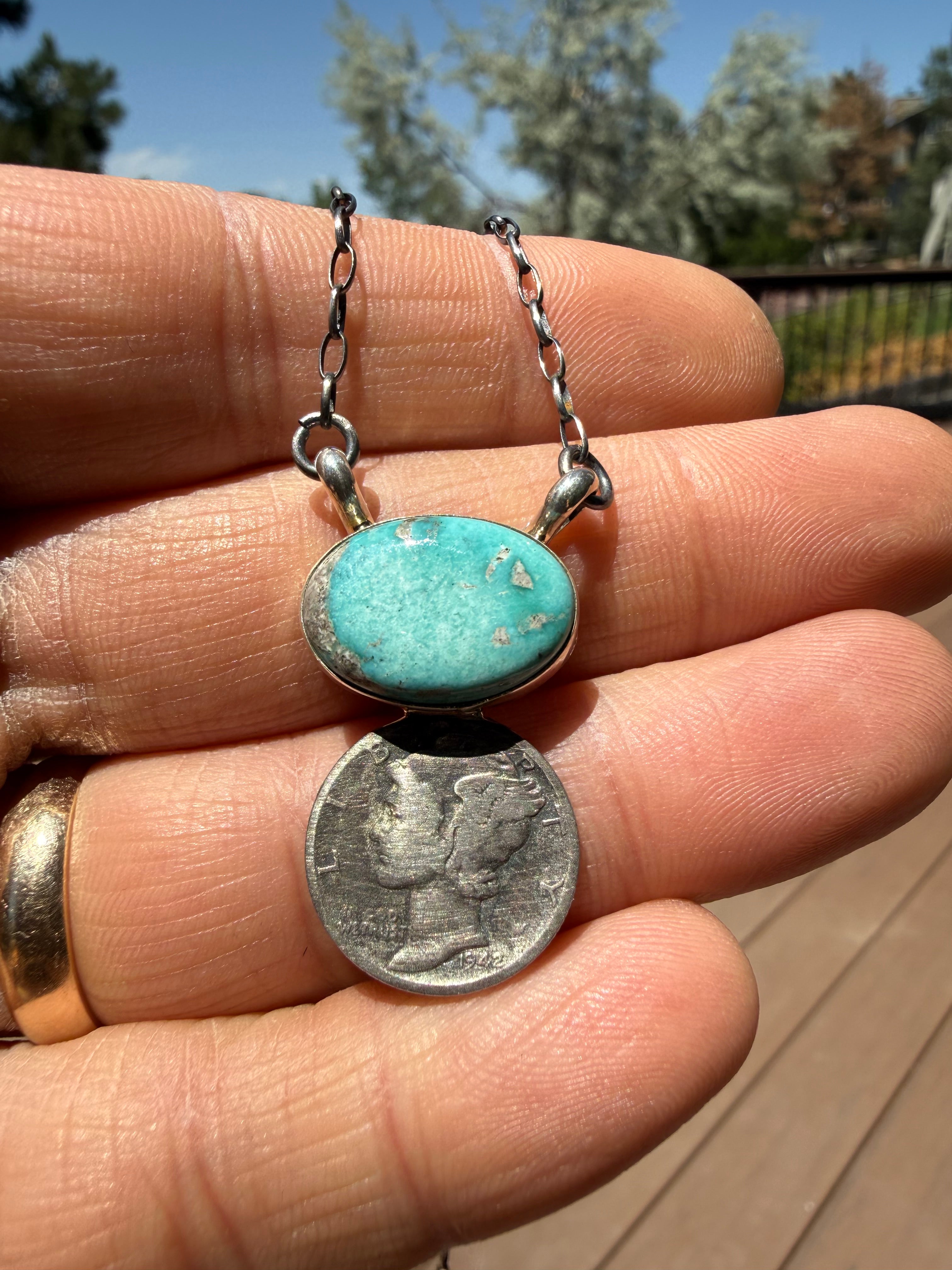 Keith Henry Navajo Whitewater Turquoise Necklace 18”