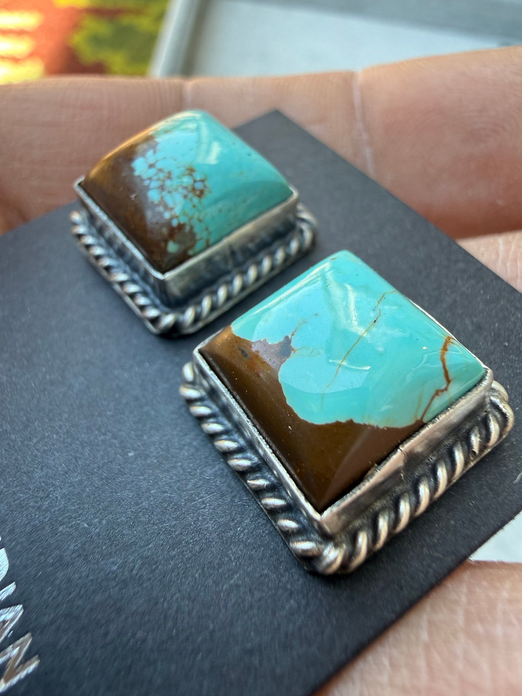 Judith Dixon Navajo #8 Turquoise Stud Earrings