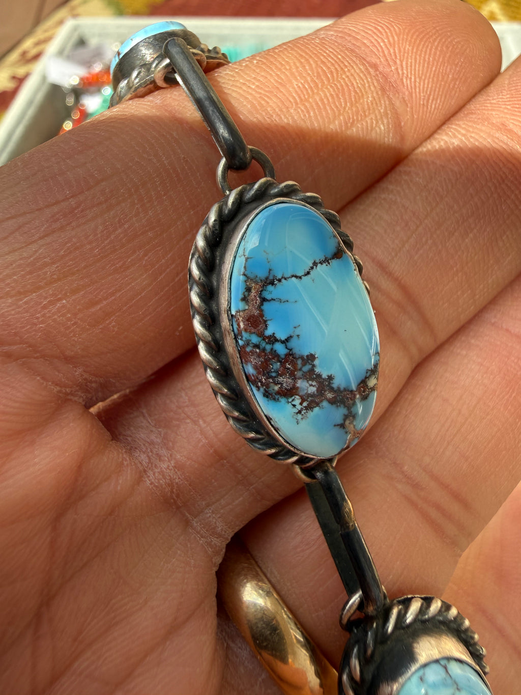 Augustine Largo Navajo Golden Hills Turquoise Choker Necklace 16”