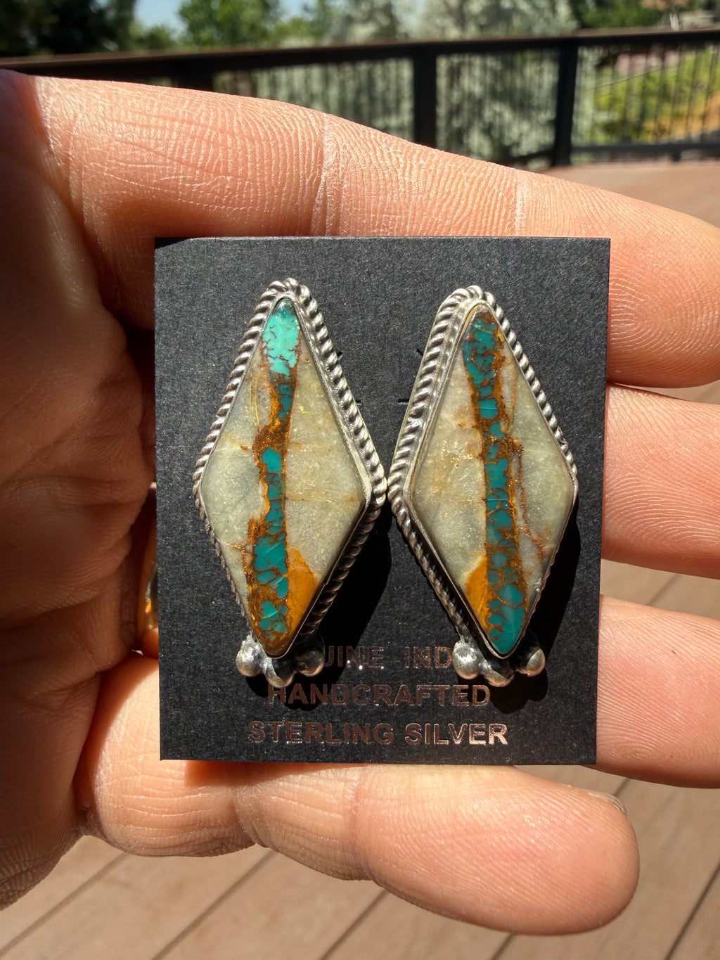 Judith Dixon Navajo Royston Ribbon Turquoise Stud Earrings