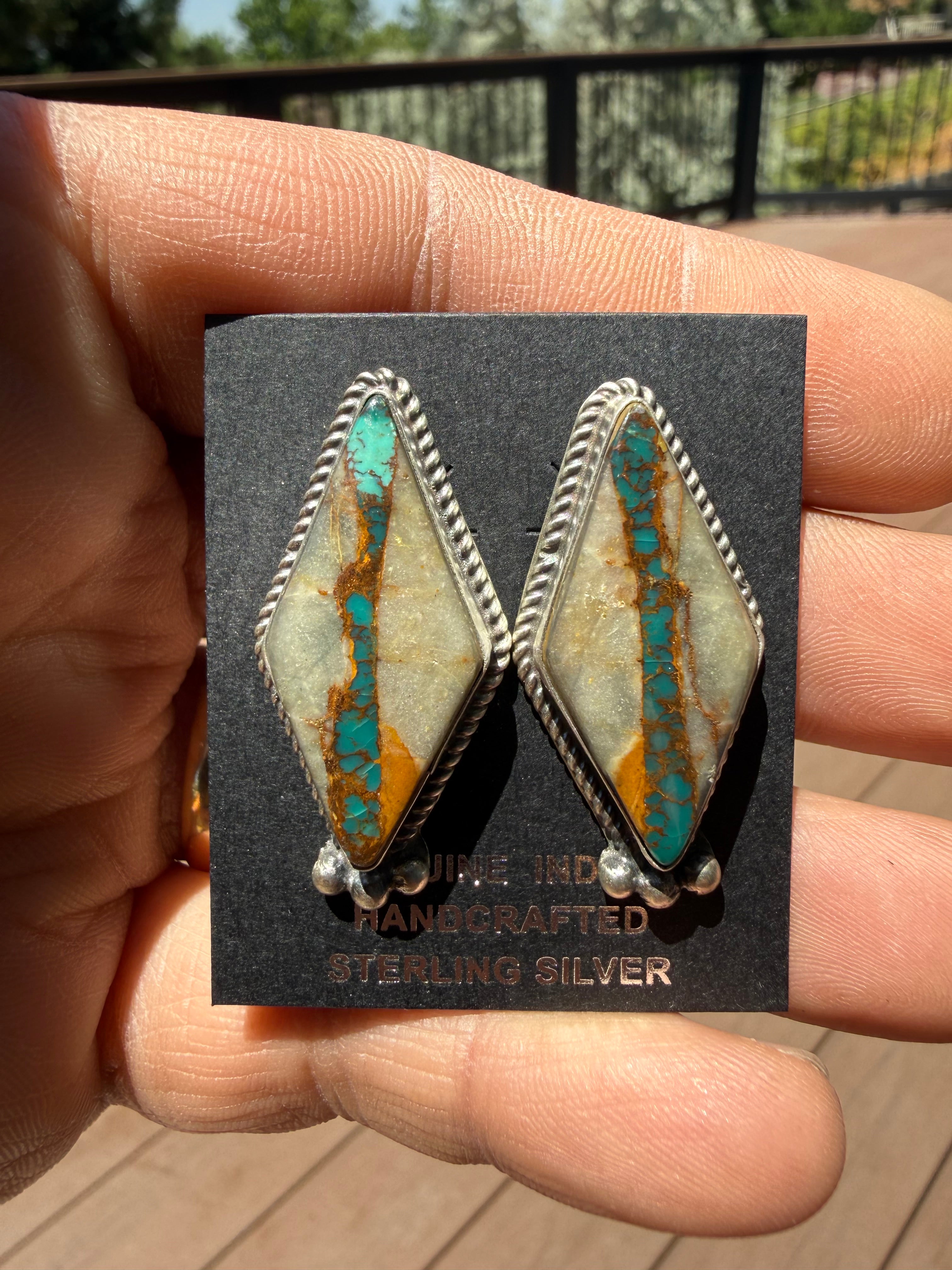 Judith Dixon Navajo Royston Ribbon Turquoise Stud Earrings