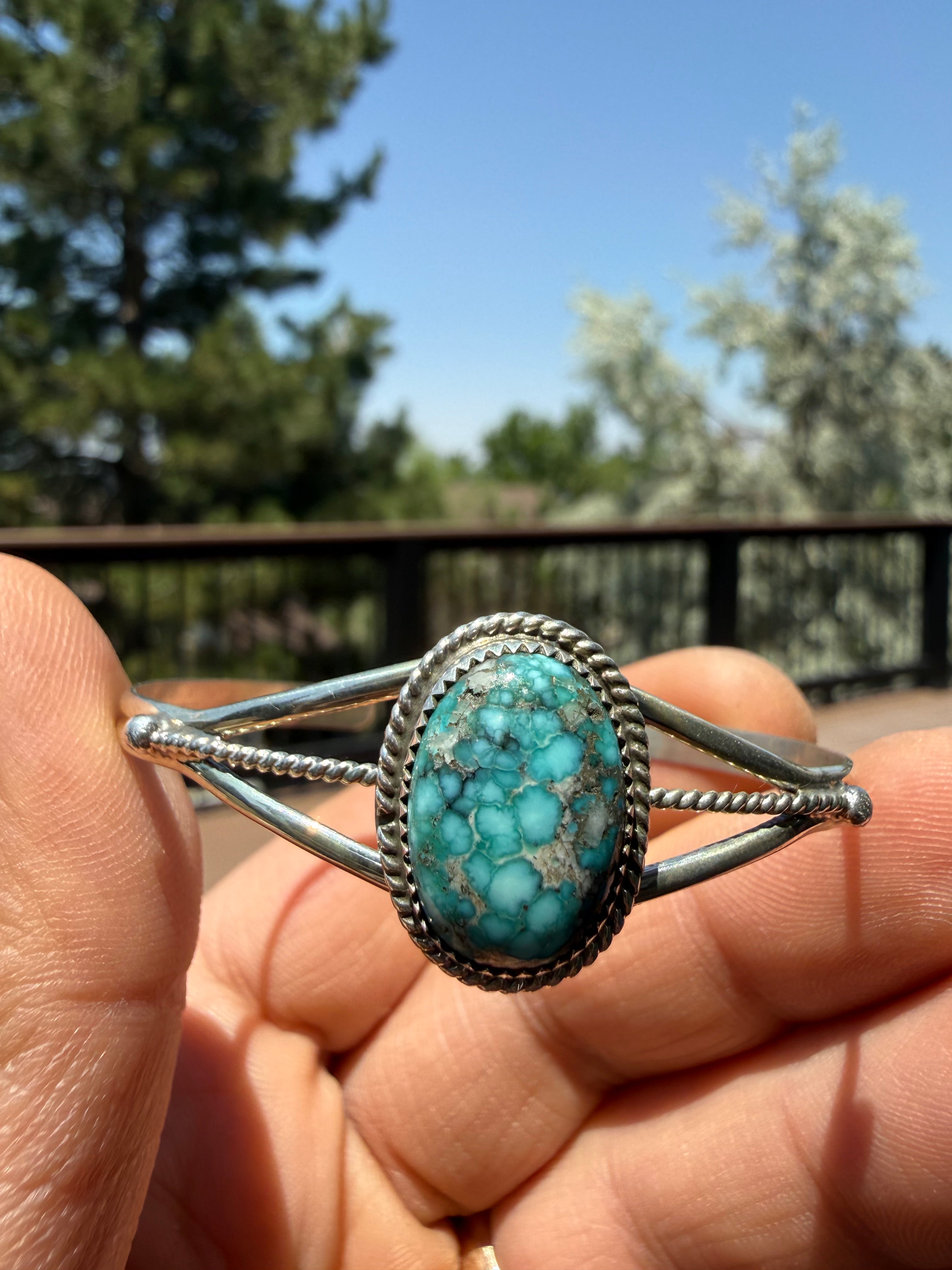 Keith Henry Navajo Whitewater Turquoise Cuff Bracelet SZ 6.5