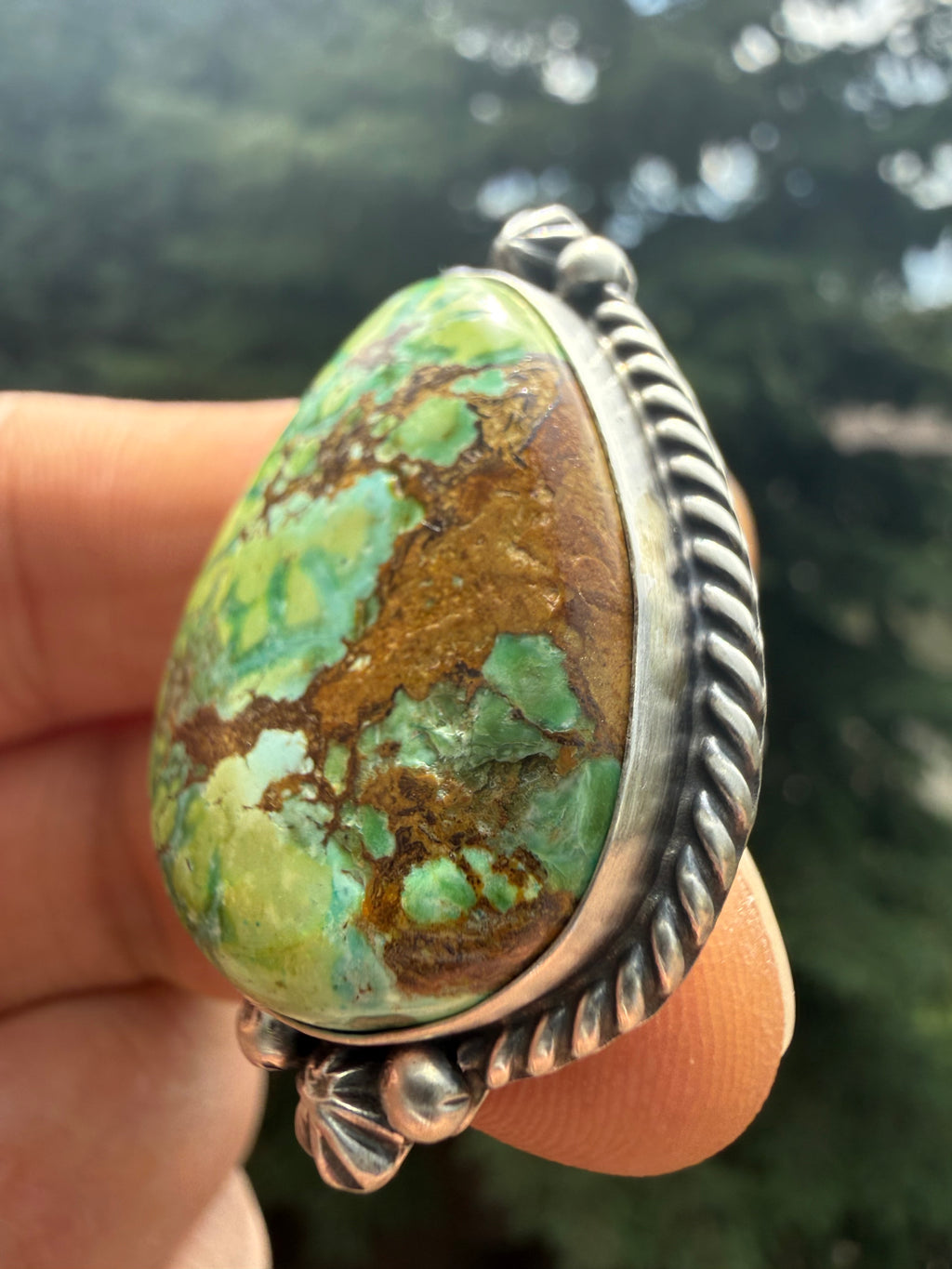 Johnny Dixon Navajo Sonoran Gold Turquoise Ring Size Adjustable