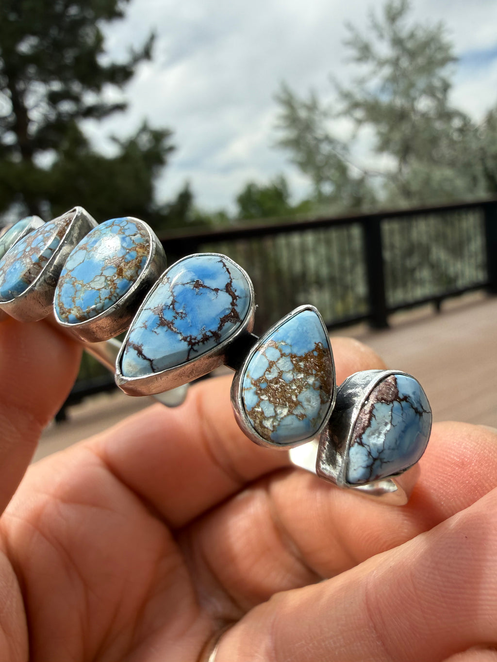 Tom Lewis Navajo Golden Hills Turquoise Cuff SZ 6.5
