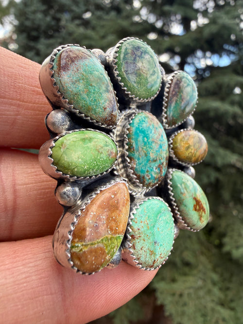 Annie Spencer Verde Valley Turquoise Cluster Ring Size Adjustable