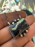 Myron Begay Navajo Nevada Blackjack Turquoise Necklace 18”