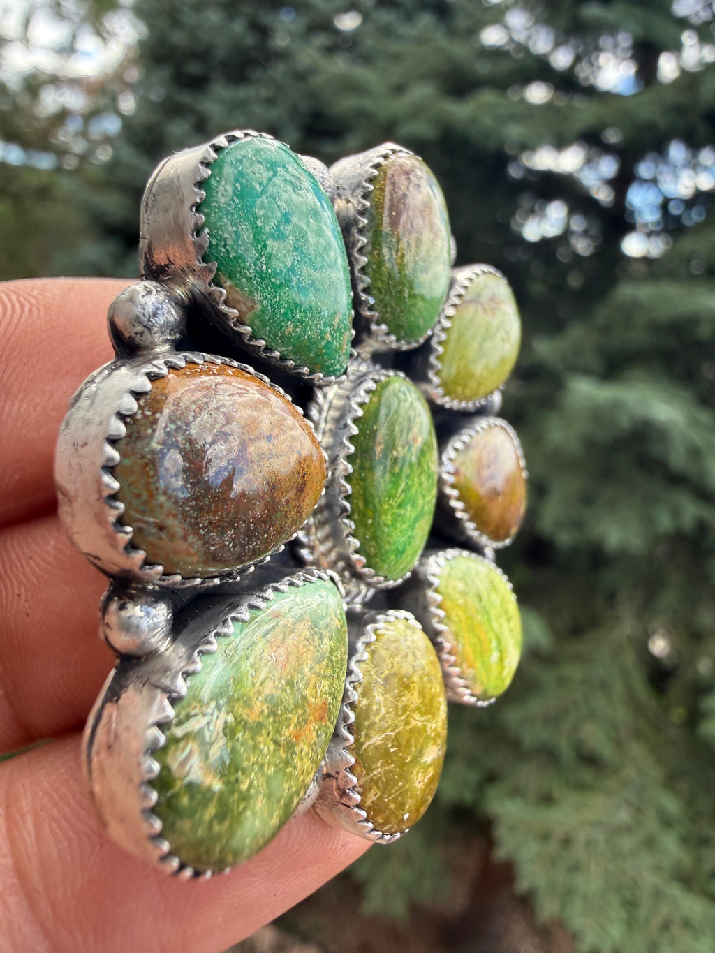 Annie Spencer Verde Valley Turquoise Cluster Ring Size Adjustable