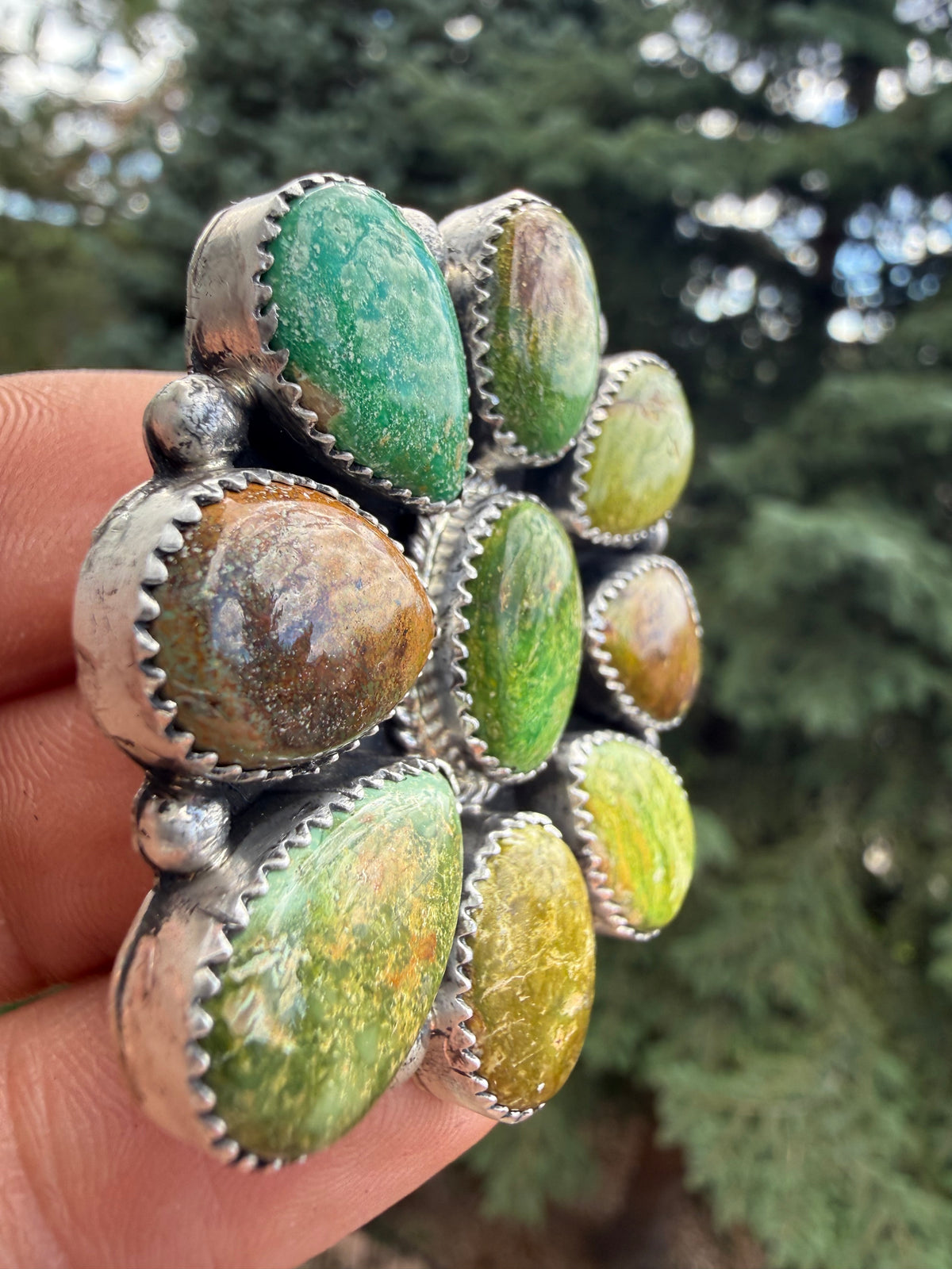 Annie Spencer Verde Valley Turquoise Cluster Ring Size Adjustable