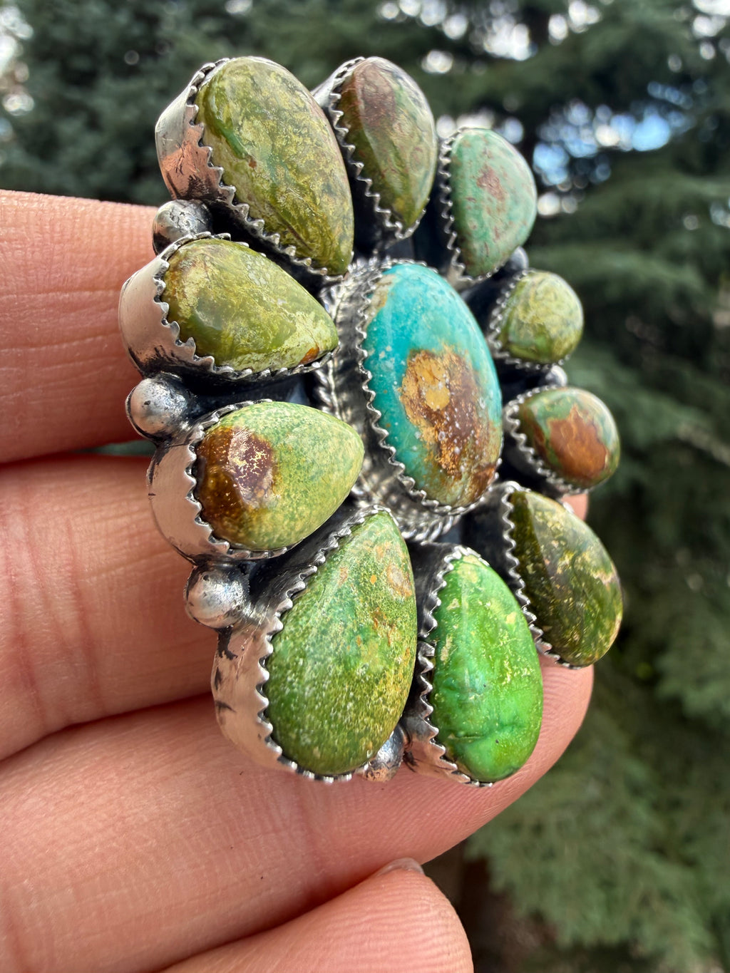 Annie Spencer Verde Valley Turquoise Cluster Ring Size Adjustable