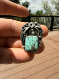 Jimmy Lee Navajo #8 Turquoise Feather Ring SZ Adjustable