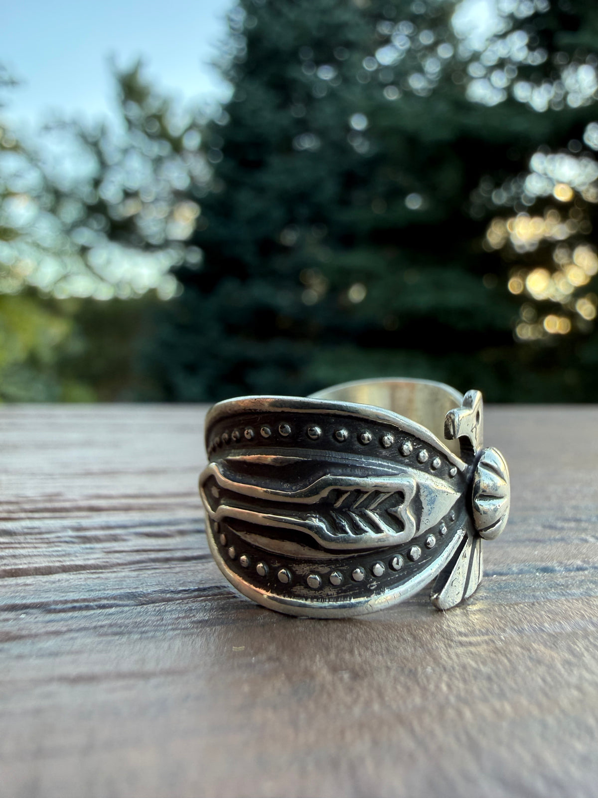 Darrell Cadman Handmade Navajo Thunderbird Ring SZ 8