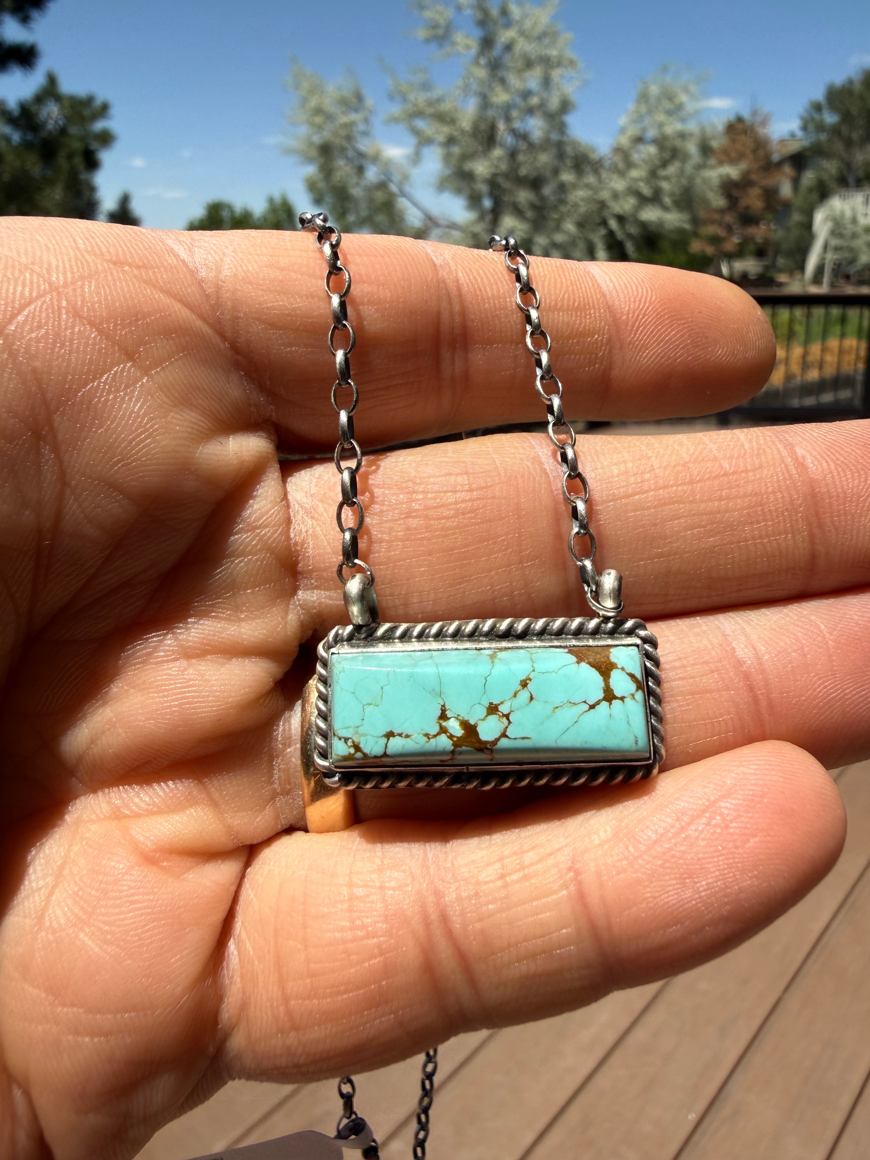 Johnny Dixon Navajo #8 Turquoise Necklace 16”