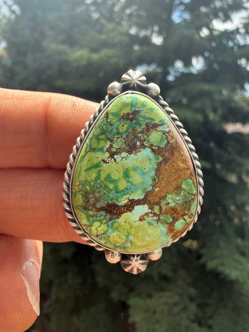 Johnny Dixon Navajo Sonoran Gold Turquoise Ring Size Adjustable