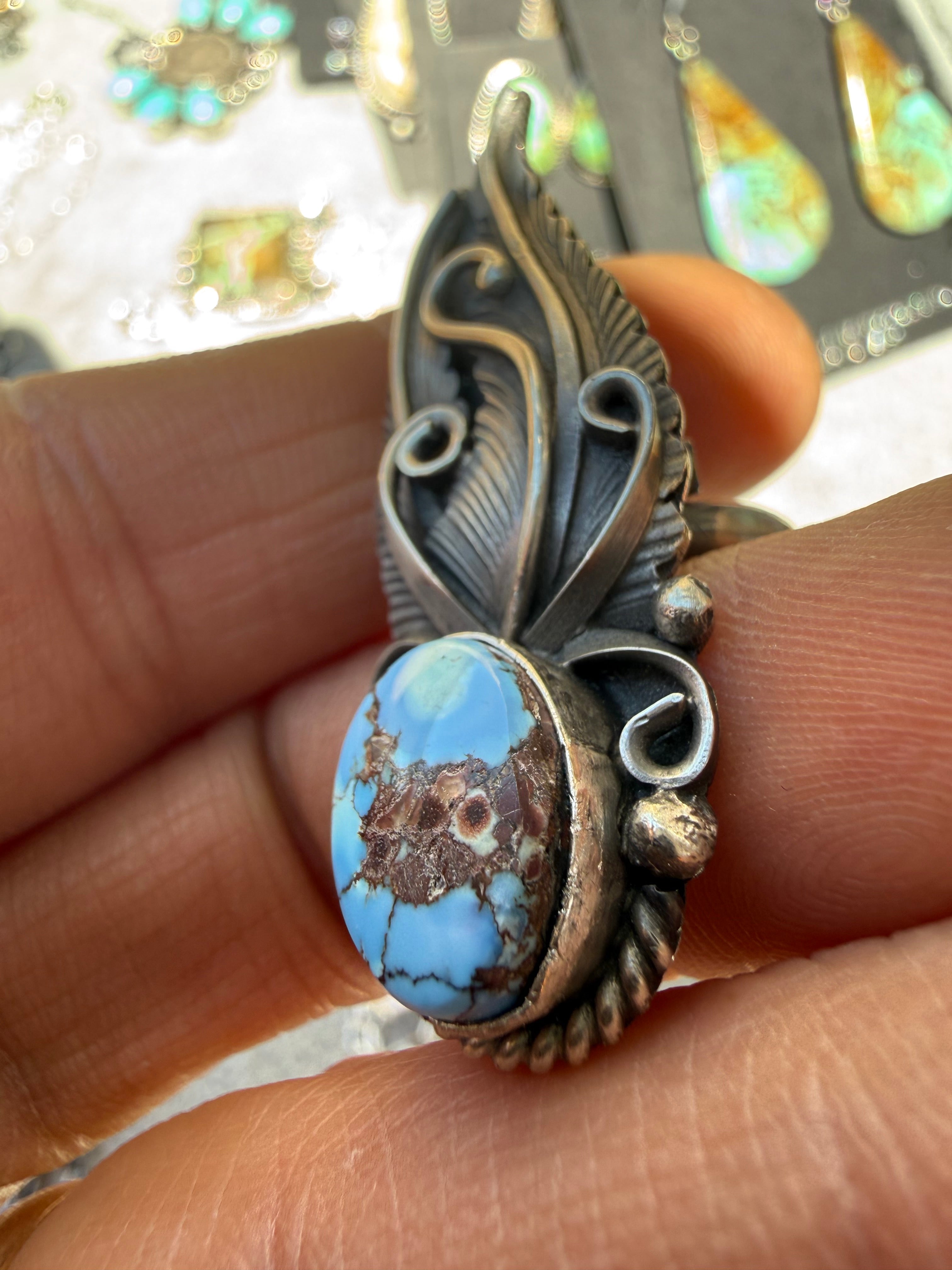 Jimmy Lee Navajo Golden Hills Turquoise Ring Size Adjustable