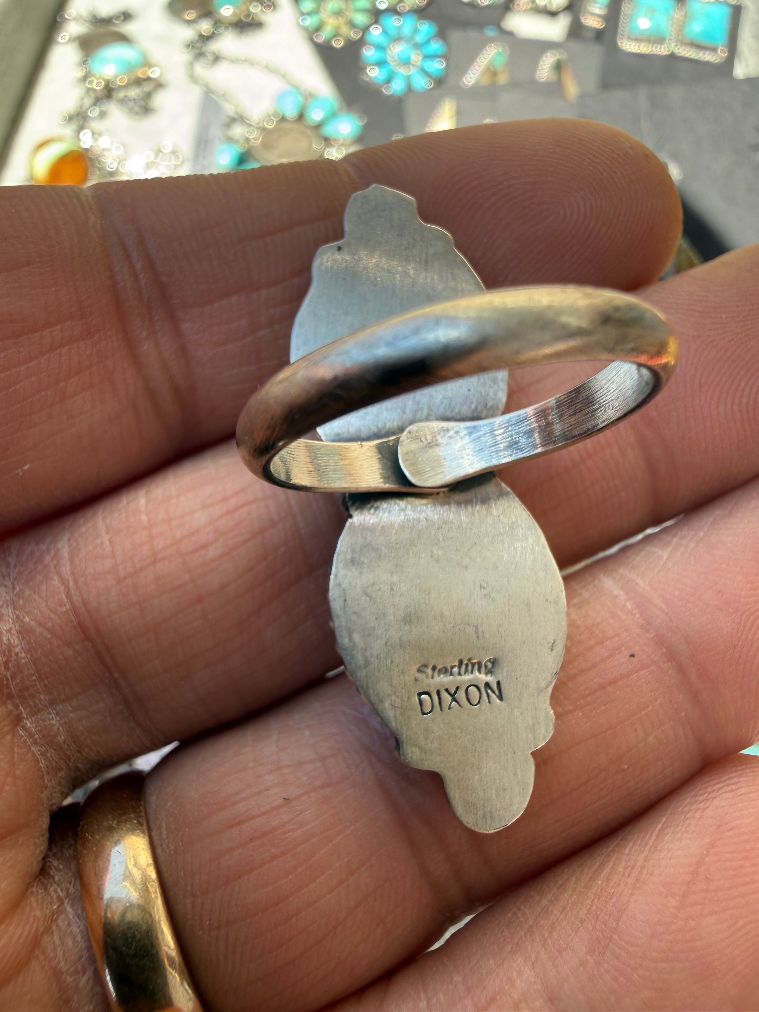 Johnny Dixon Navajo #8 Turquoise Ring SZ Adjustable