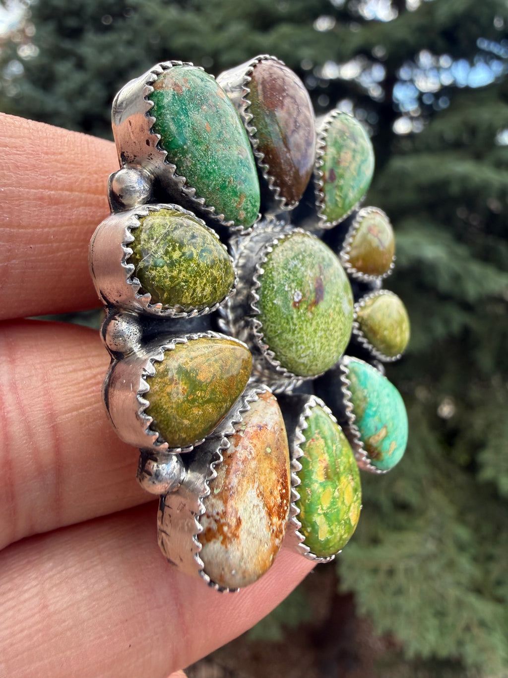 Annie Spencer Verde Valley Turquoise Cluster Ring Size Adjustable