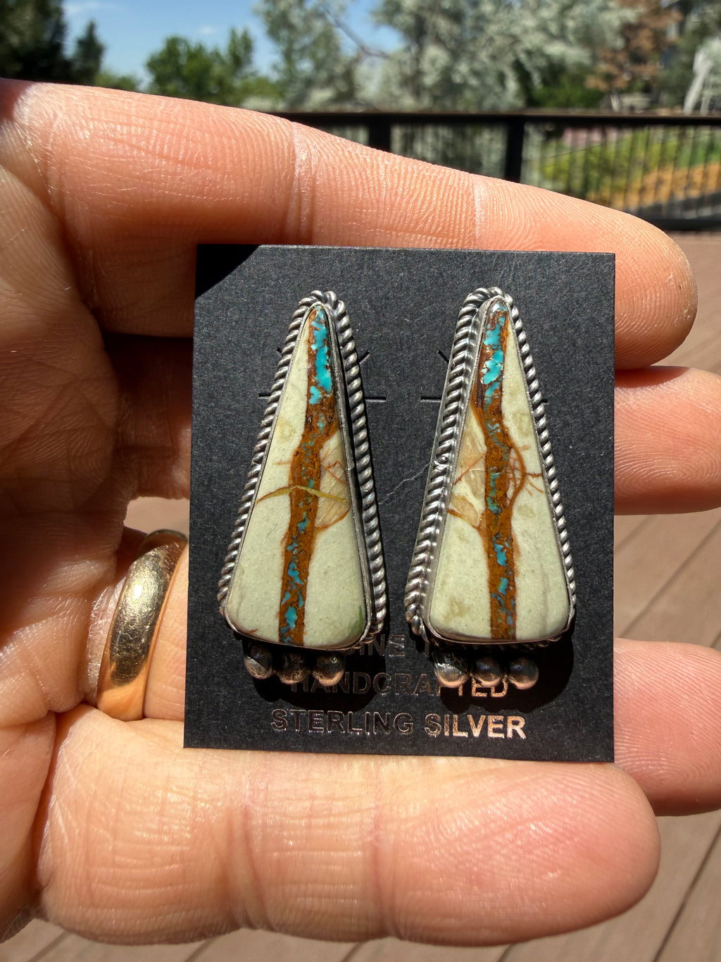 Judith Dixon Navajo Royston Ribbon Turquoise Stud Earrings