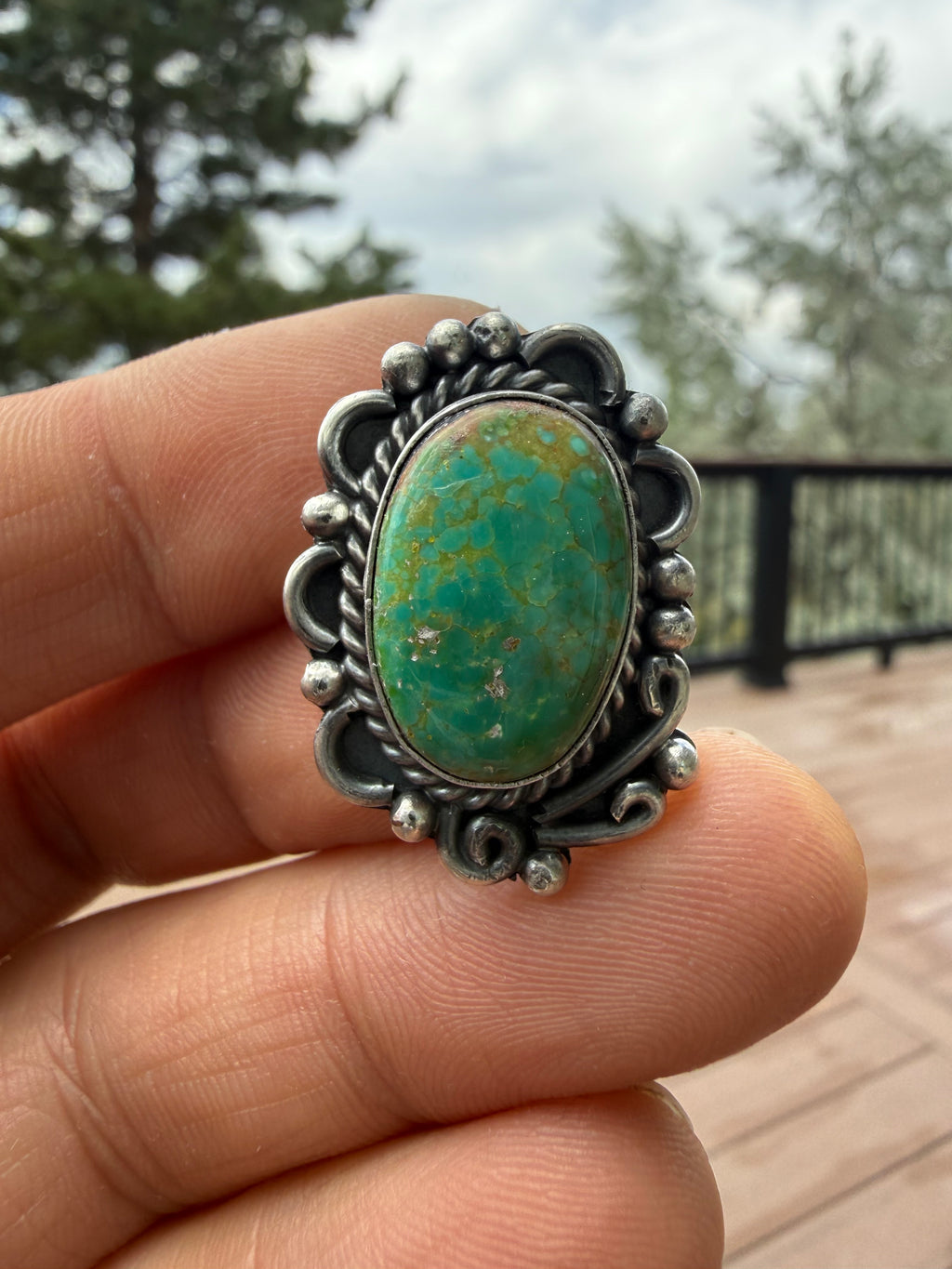 Freda Martinez Navajo Kingman Turquoise Ring SZ 8.5