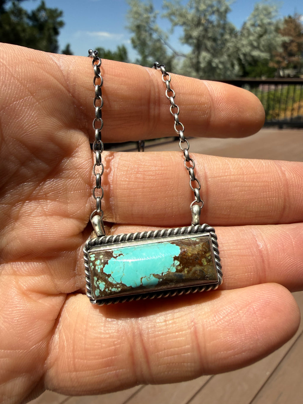 Johnny Dixon Navajo #8 Turquoise Necklace 16”