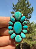 Annie Spencer Navajo Kingman Turquoise Ring Size Adjustable