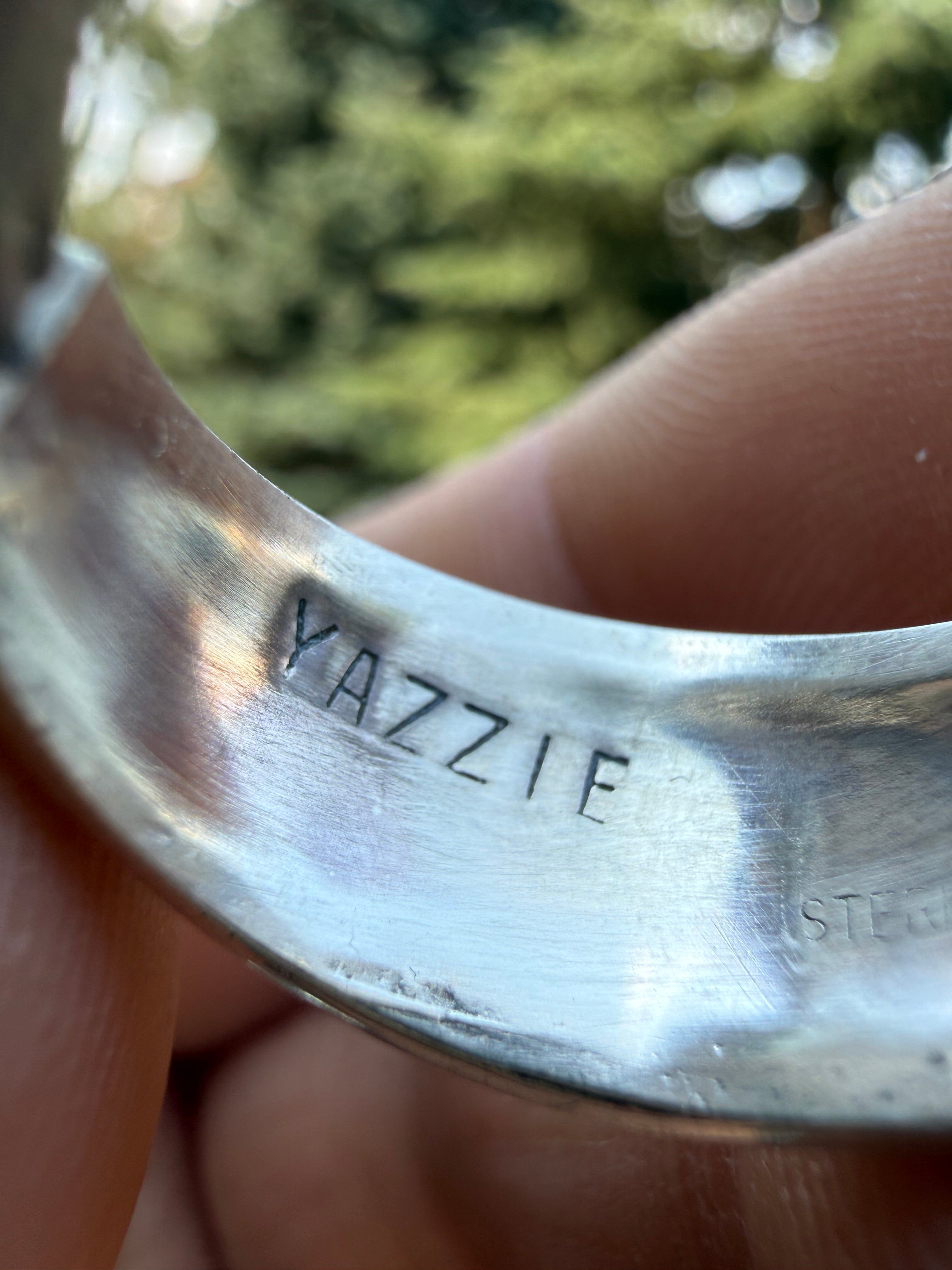 Edison Yazzie Navajo Multi Natural Gemstone Inlaid Ring Size
