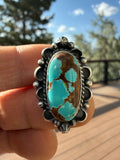 Freda Martinez Navajo Mine #8 Turquoise Ring Size 8