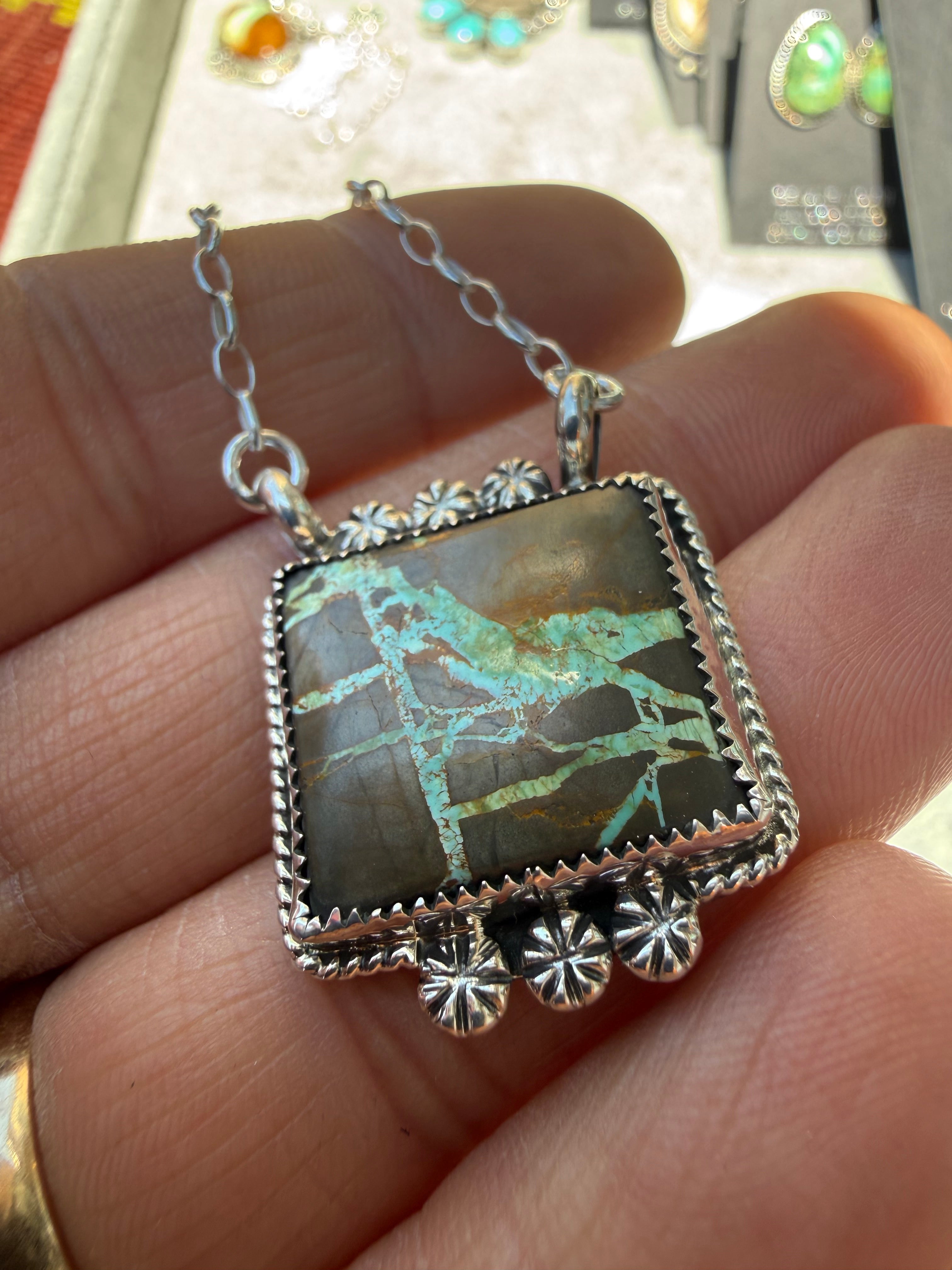 Keith Henry Navajo Royston Ribbon Turquoise Necklace 18”