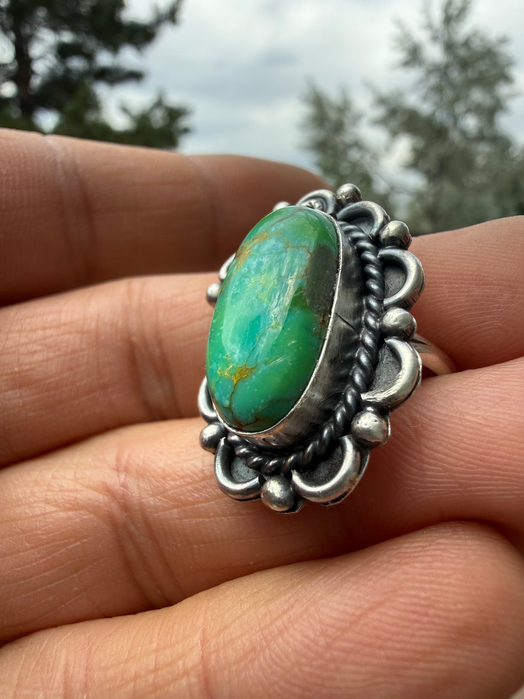 Freda Martinez Navajo Kingman Turquoise Ring SZ 7.5