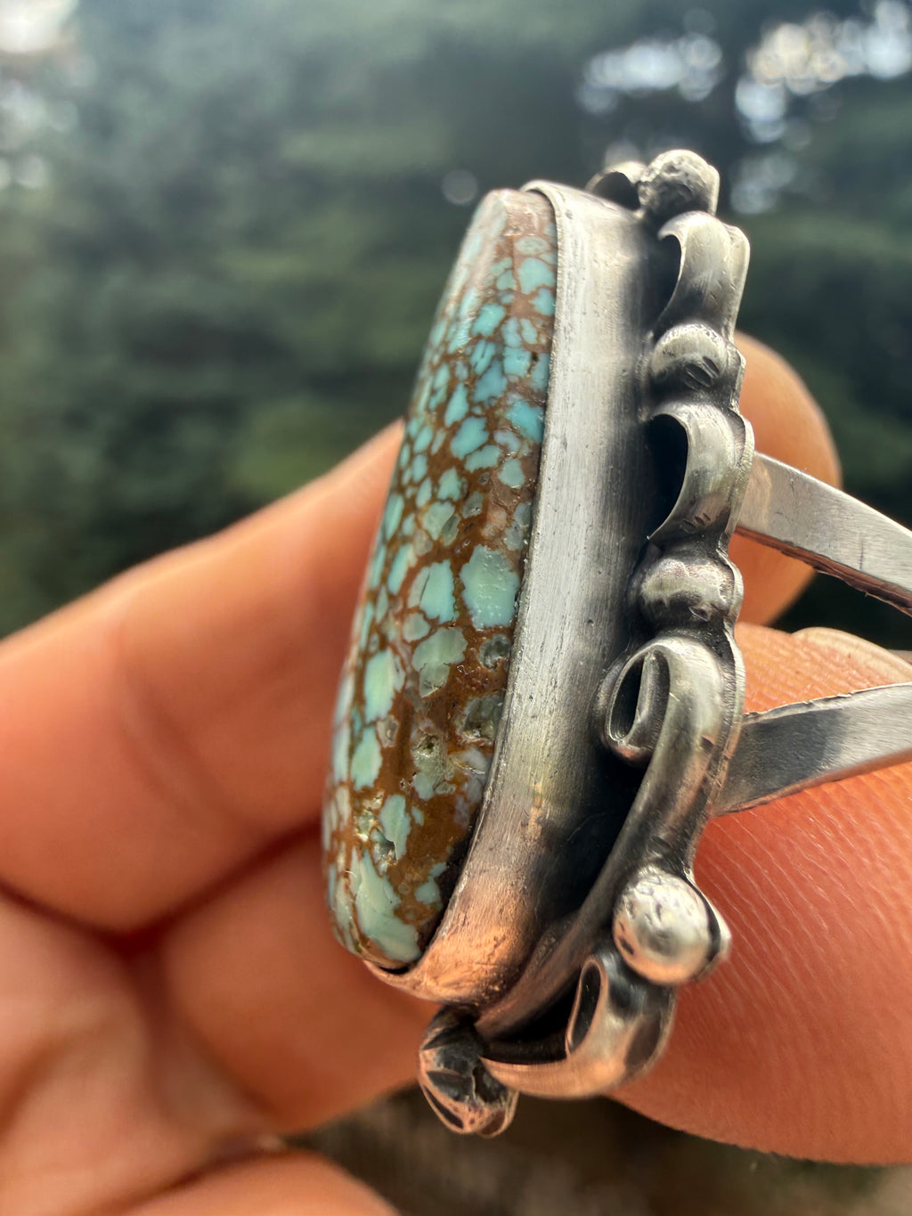Freda Martinez Navajo Mine #8 Turquoise Ring Size 8