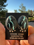 Johnny Dixon Navajo Nevada Blackjack Turquoise Earrings