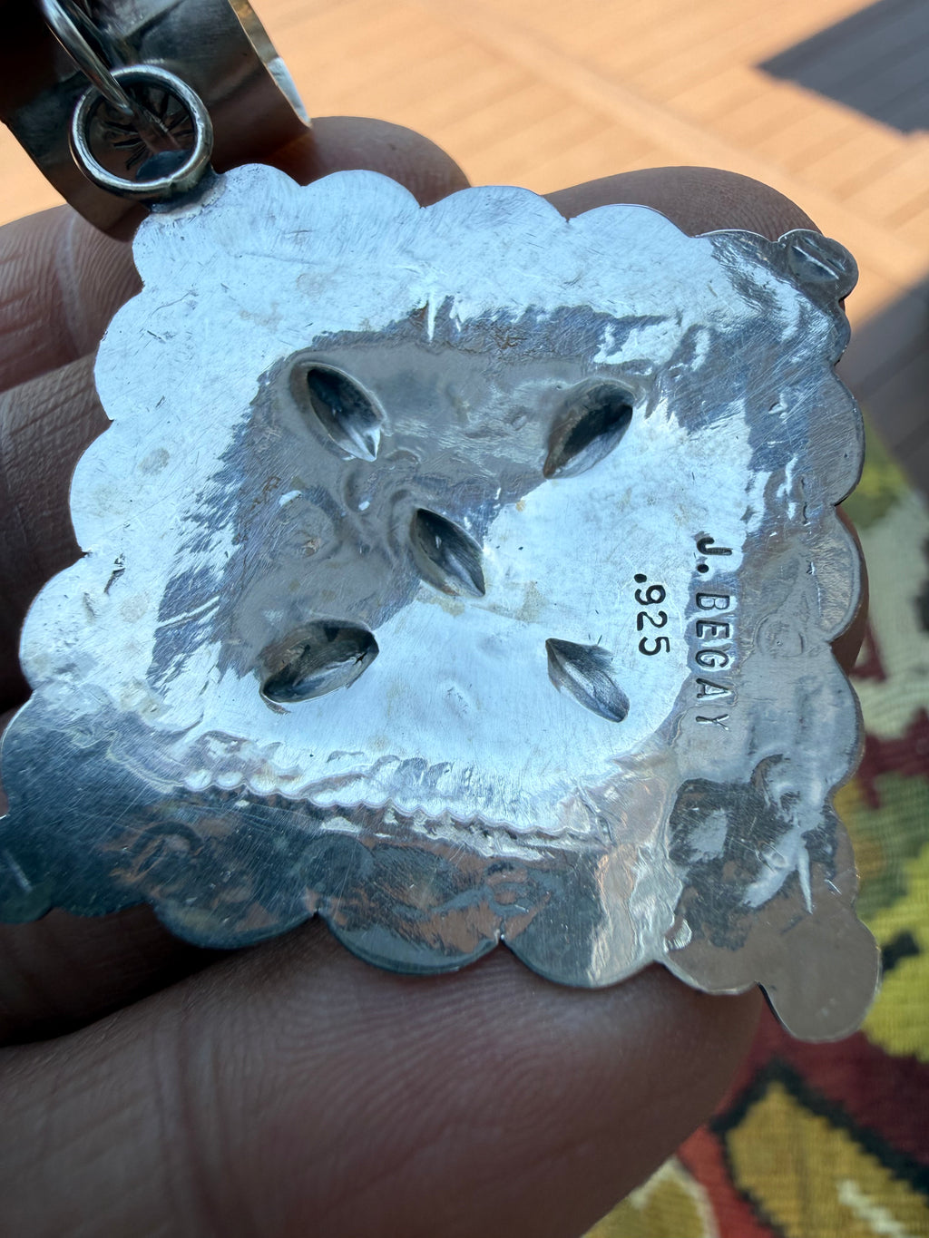 Junior Begay Navajo Hand-stamped Concho Pendant