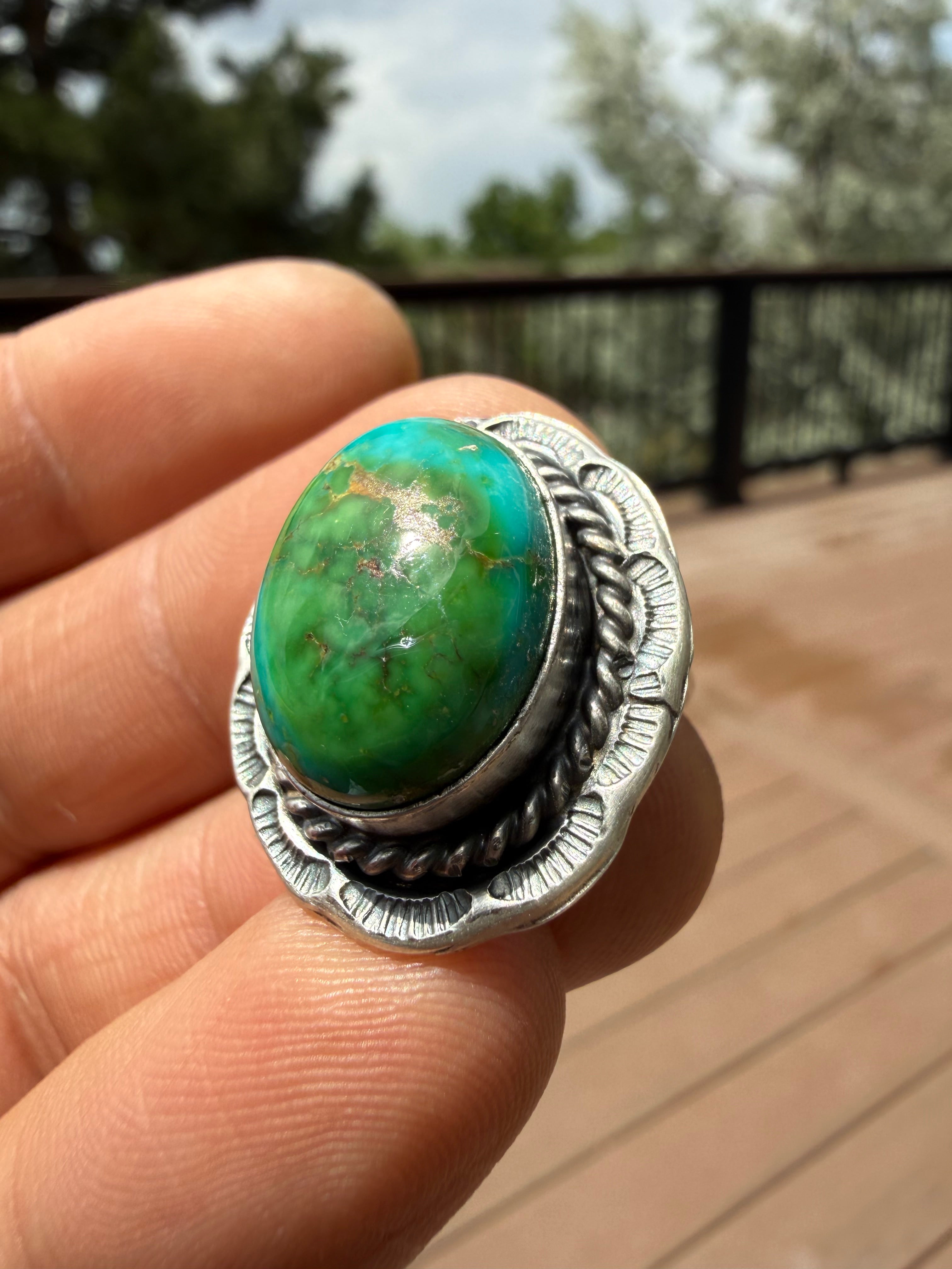 Freda Martinez Navajo Kingman Turquoise Ring SZ 6.5