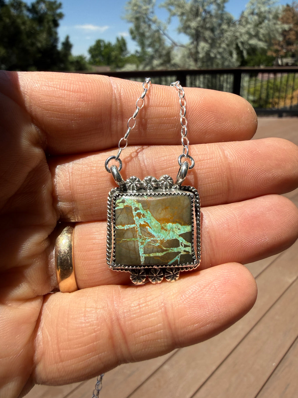 Keith Henry Navajo Royston Ribbon Turquoise Necklace 18”