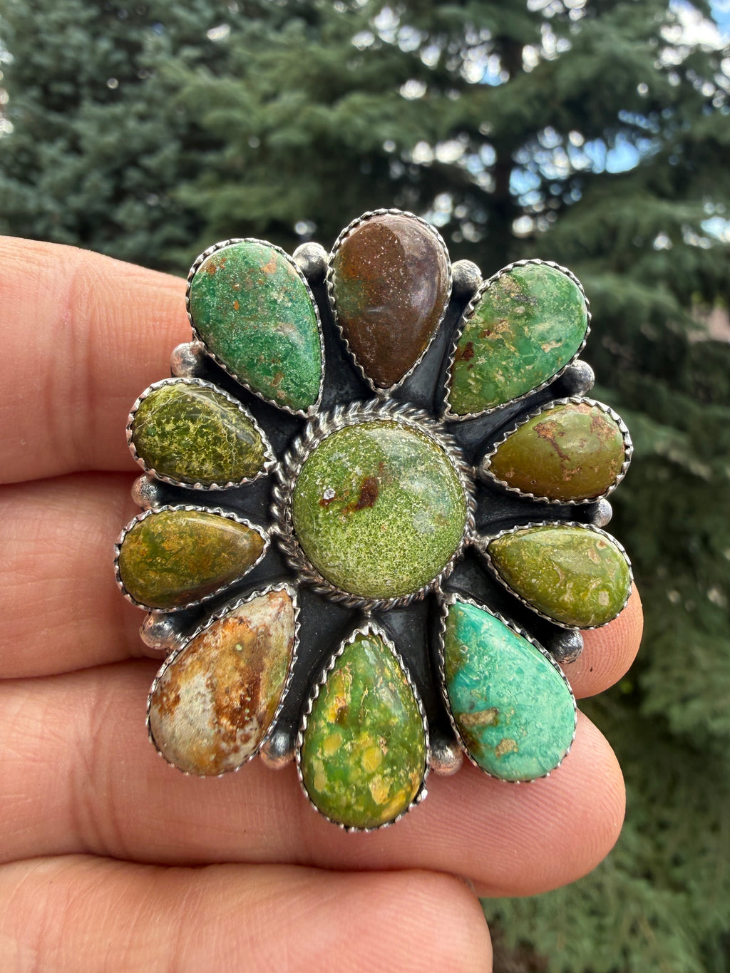 Annie Spencer Verde Valley Turquoise Cluster Ring Size Adjustable