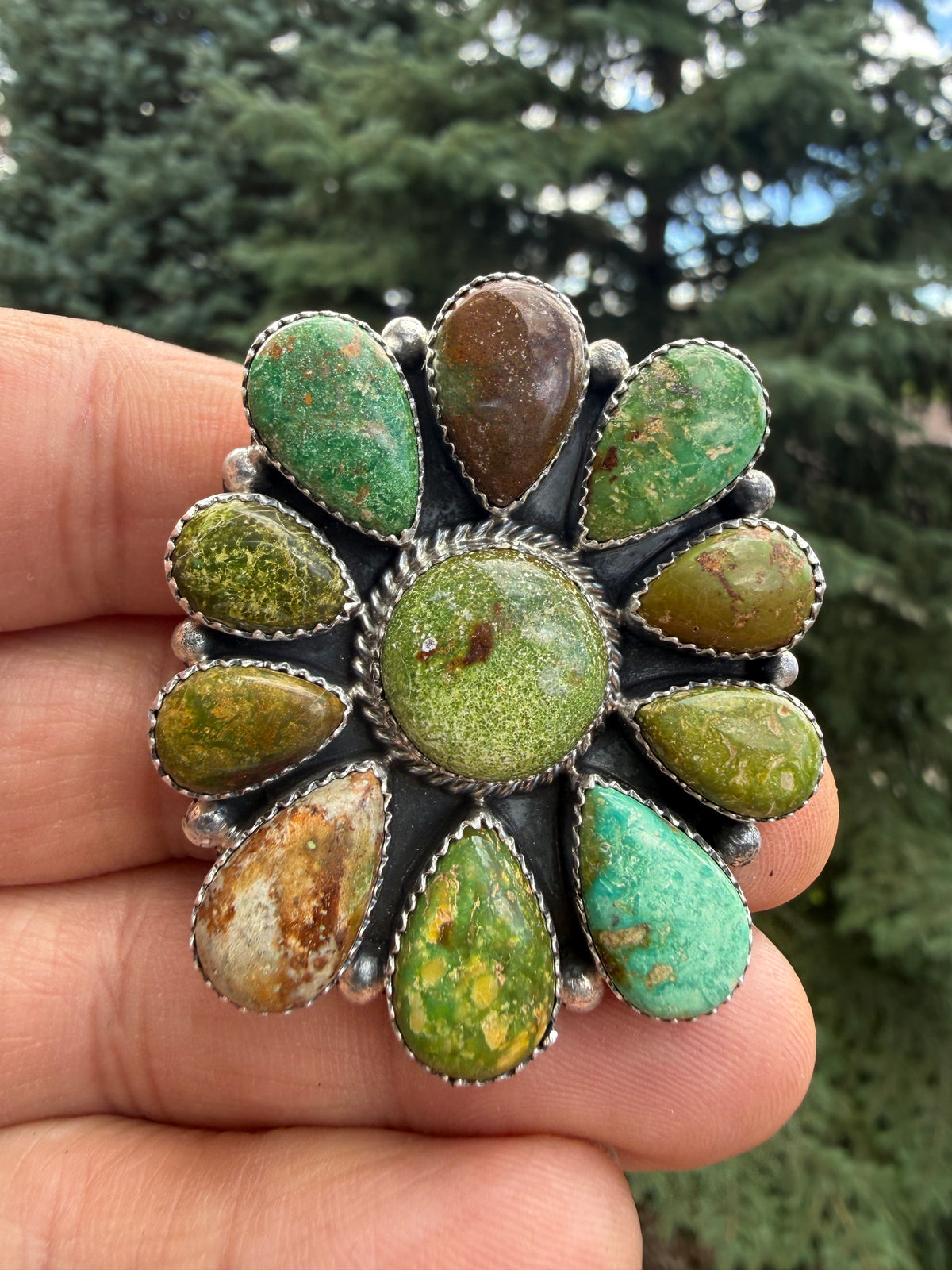 Annie Spencer Verde Valley Turquoise Cluster Ring Size Adjustable