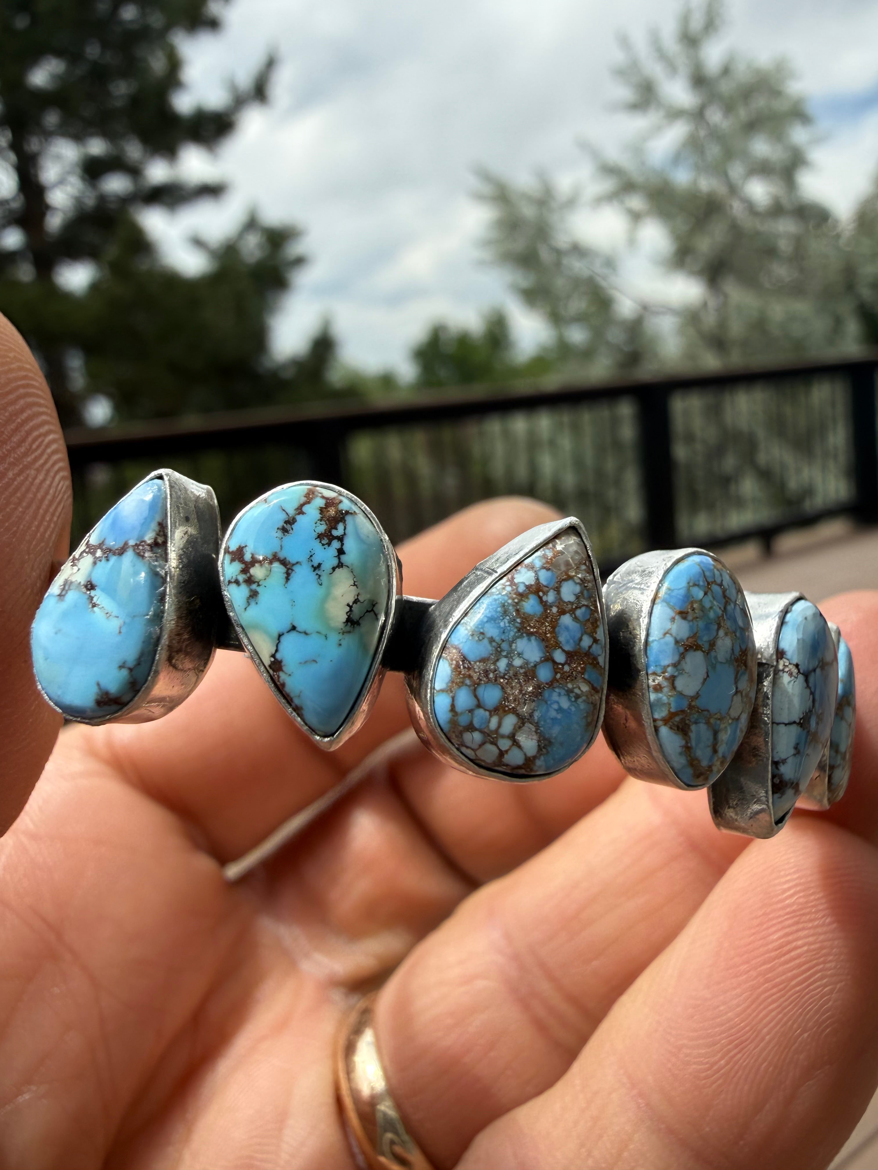 Tom Lewis Navajo Golden Hills Turquoise Cuff SZ 6.5