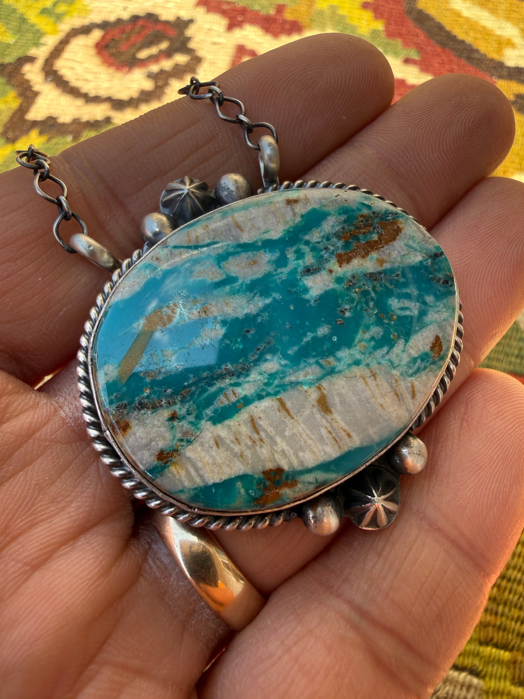 Myron Begay Navajo Royston Ribbon Turquoise Necklace 18”