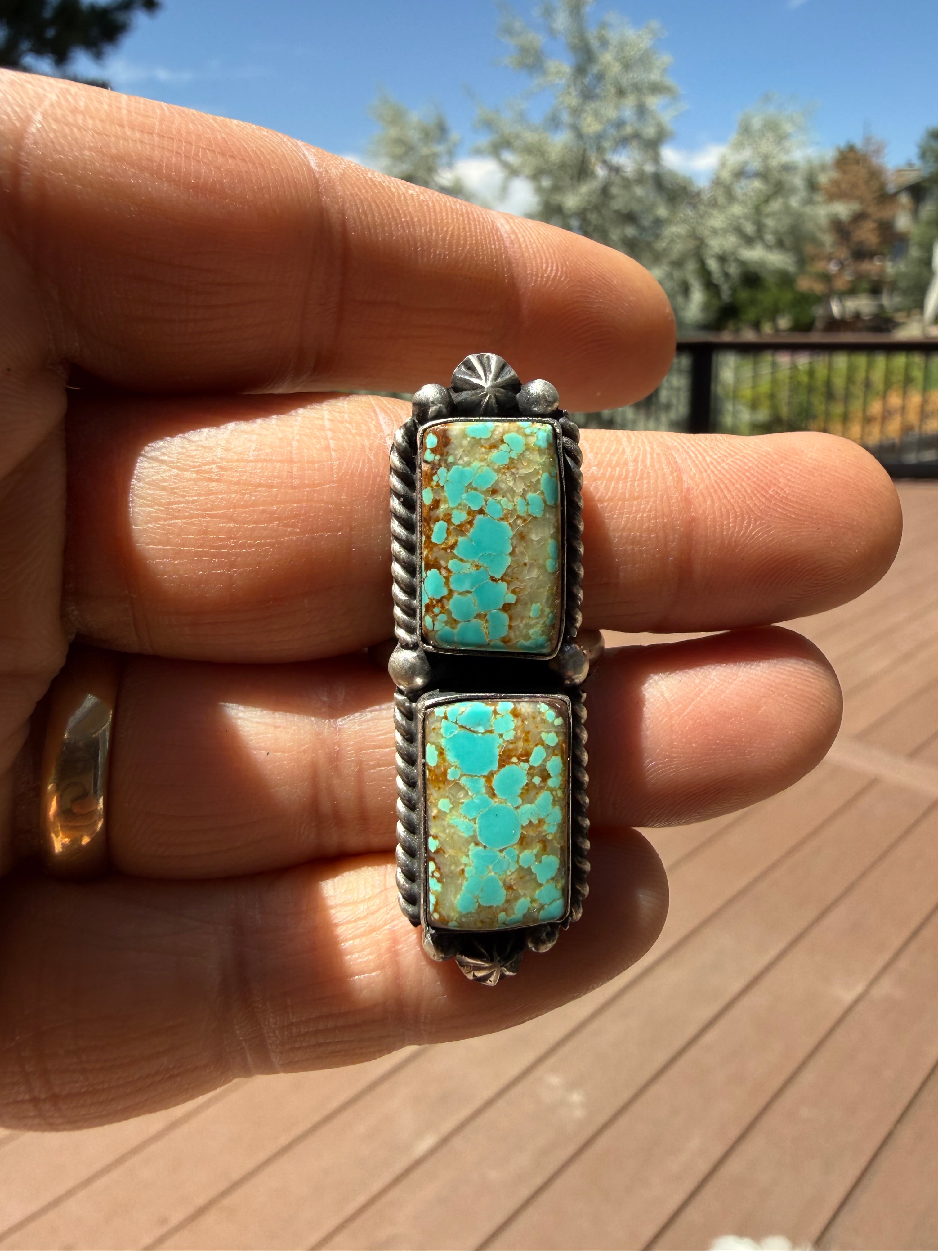 Johnny Dixon Navajo #8 Turquoise Ring SZ Adjustable