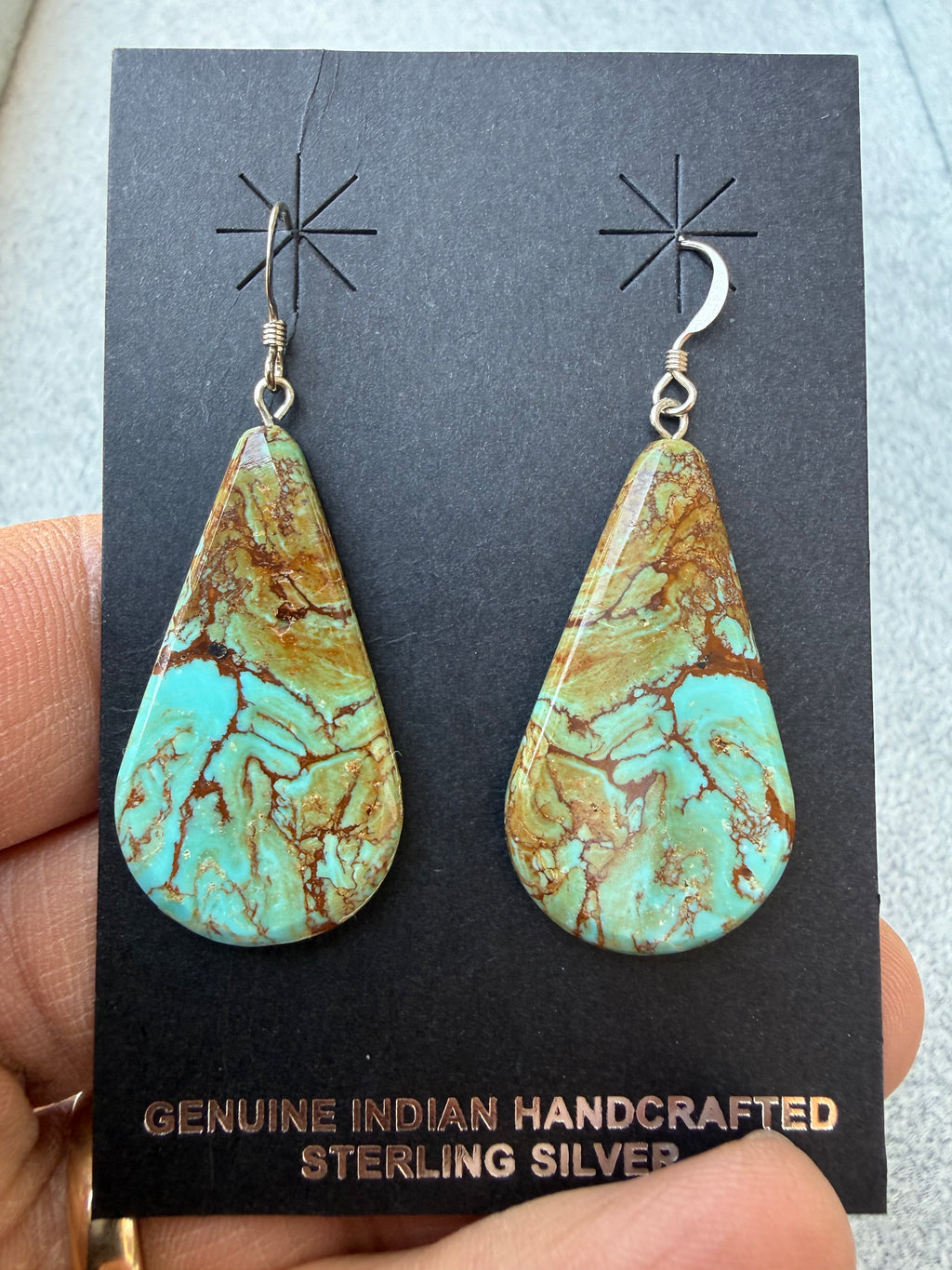 Keith Henry Navajo Nacozari Turquoise Slab Earrings