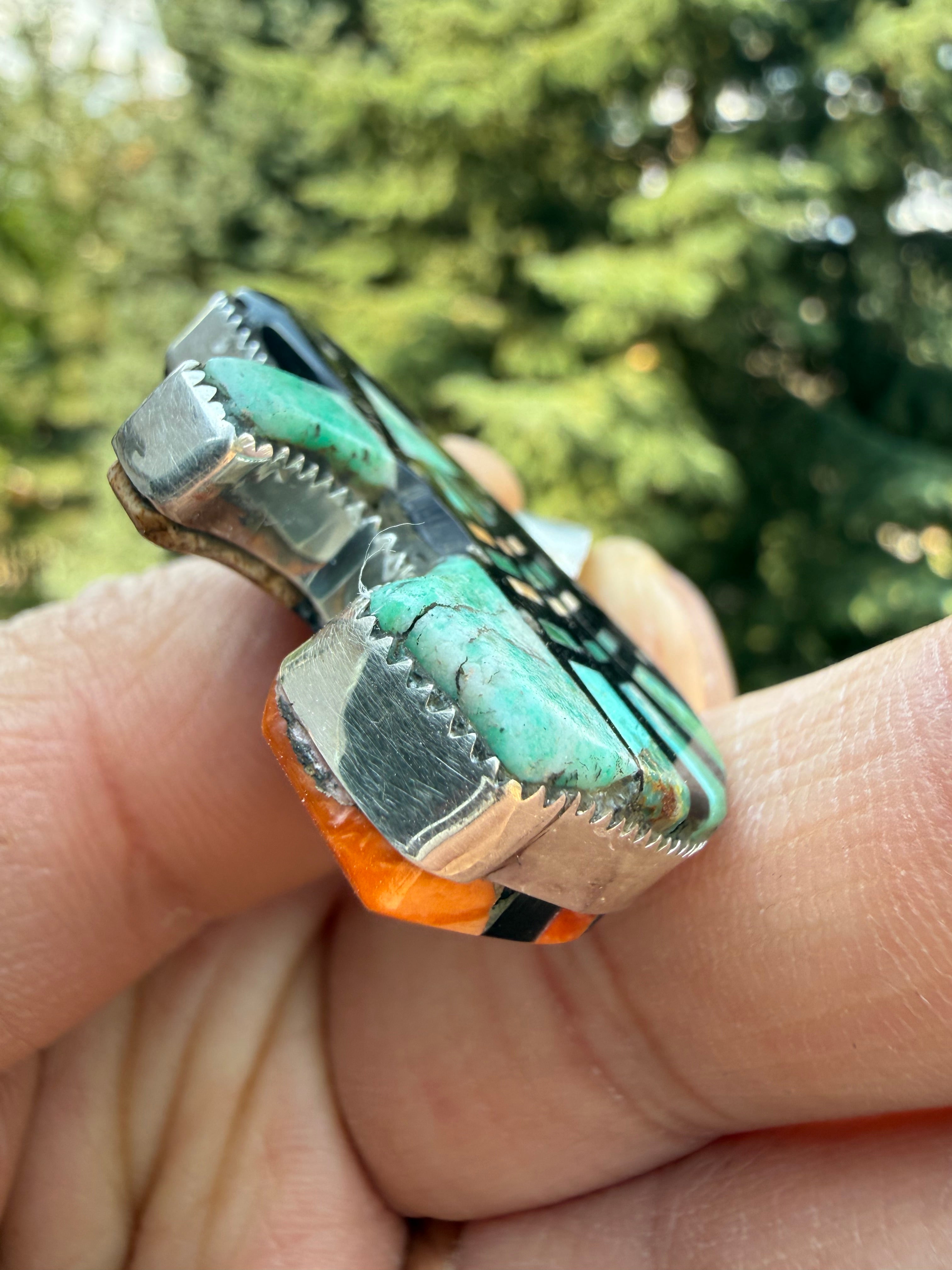 Ray Jack Navajo Micro Inlaid double-sided Pendant